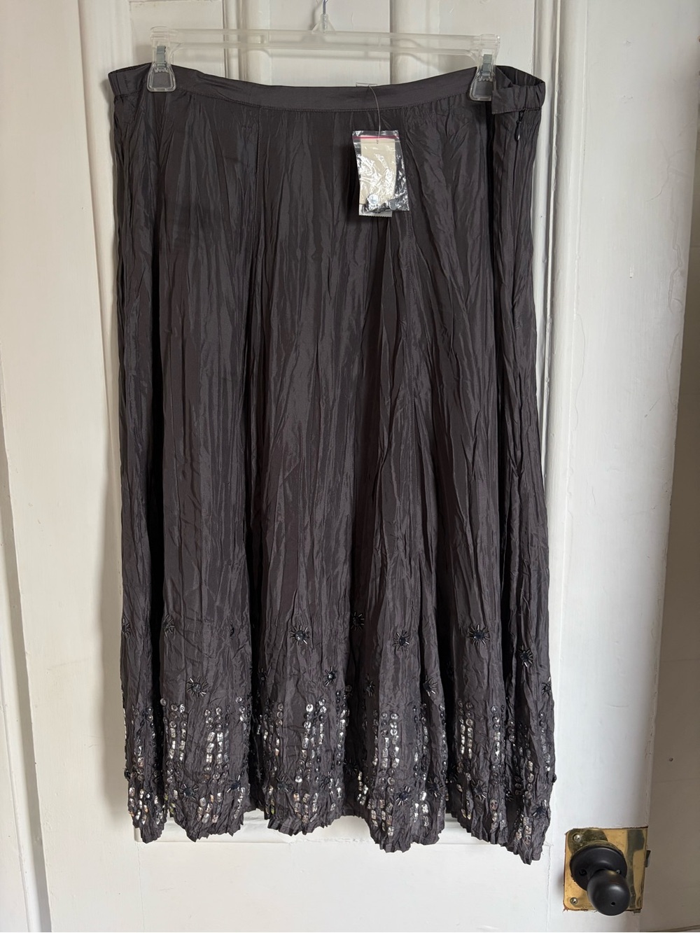 NWT y2k Womens Dark Gray Embellished Maxi Skirt